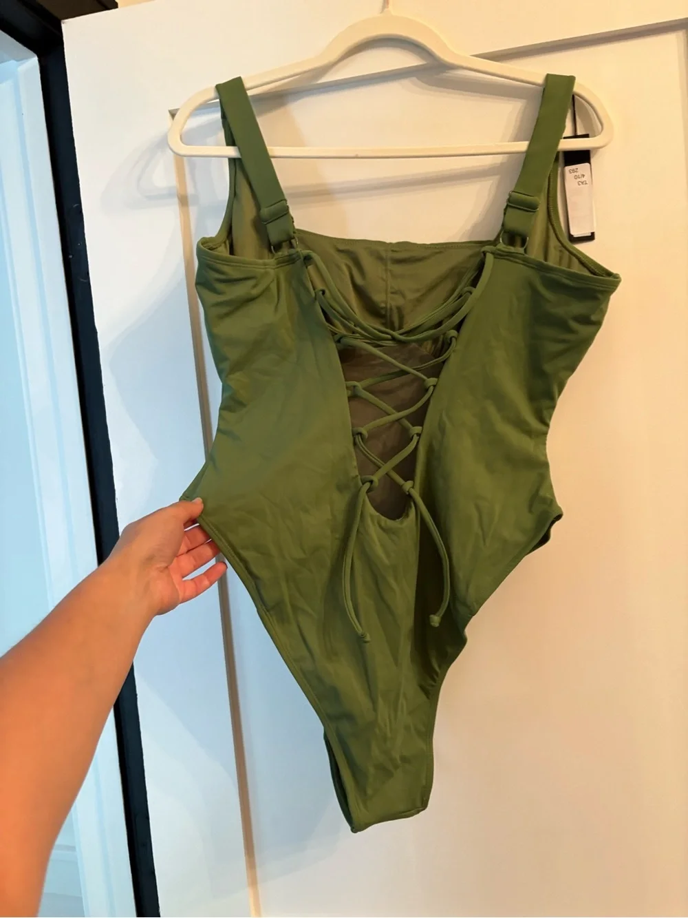 TA3 SQUAREY GREEN SIZE XL REG LONG one piece shaping swimsuit EXTRA LARGE NWT - Picture 4 of 6